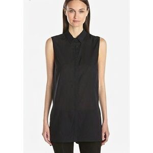 Helmut Lang Sleeveless Cotton Tunic in Black Medium